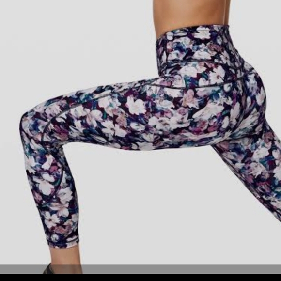 Lululemon Floral Purple and White Leggings - Picture 2 of 12